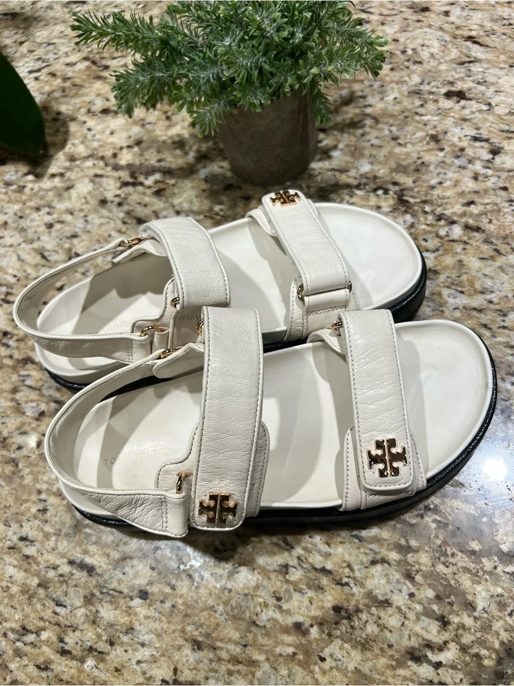 Tory Burch Kira New Ivory Leather Slingback Sandals 8M